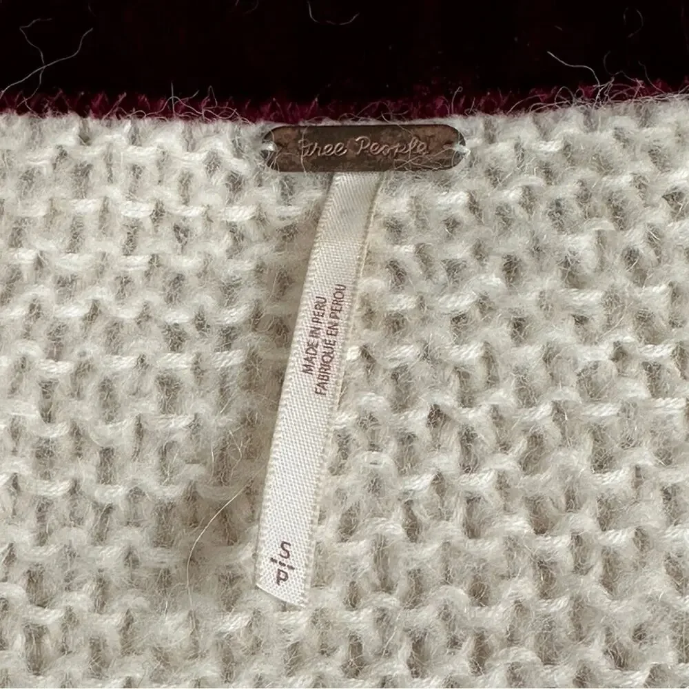 Free People Ivory V-Neck Sweater cotton alpaca blend